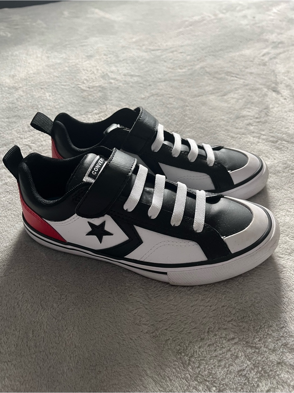 Converse Kids Black, White & Red Low-Top Sneakers
